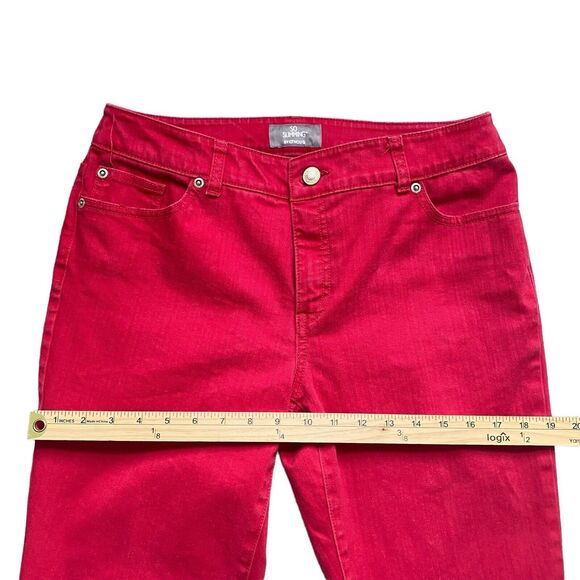 Chico's So Slimming Ankle Pants 1 US M/8 Red Straight Leg Mid Rise Stretch Artsy - Picture 5 of 8